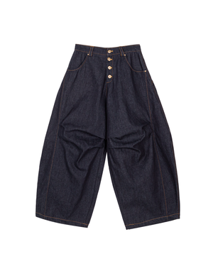 Pleated Knee Jeans [Indigo Blue]