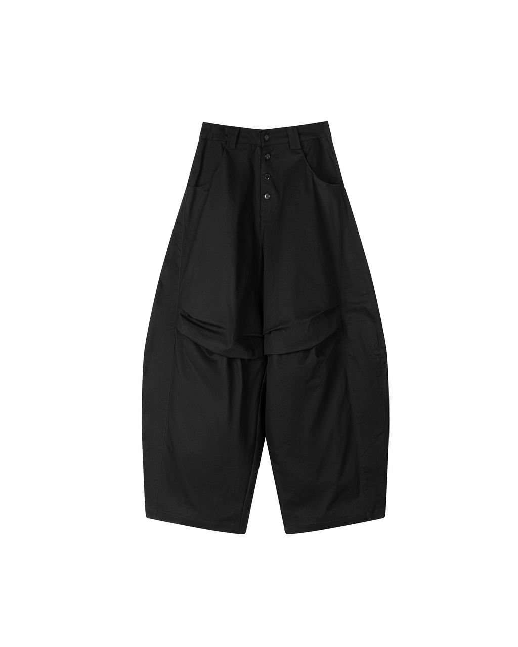 Pleated Knee Pants [Black]