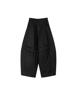 Pleated Knee Pants [Black]
