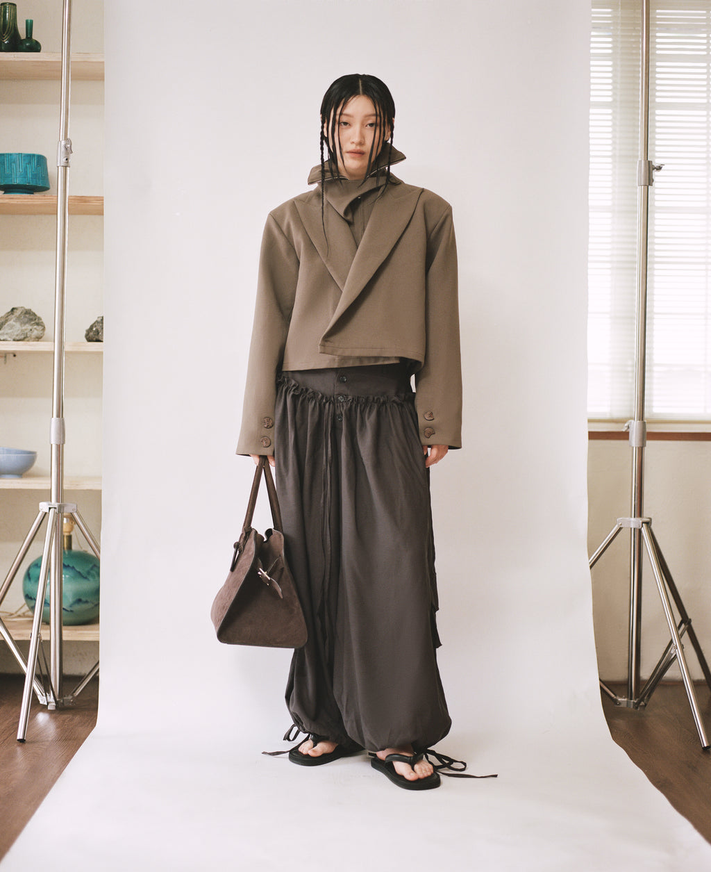 Balloon Pocket Pants [Grey Brown]