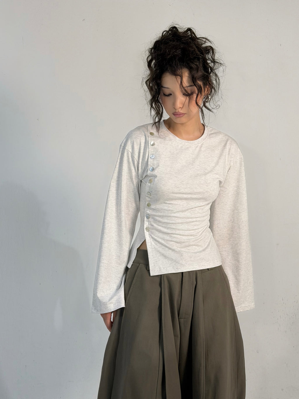 Flared Sleeve Top [Grey]