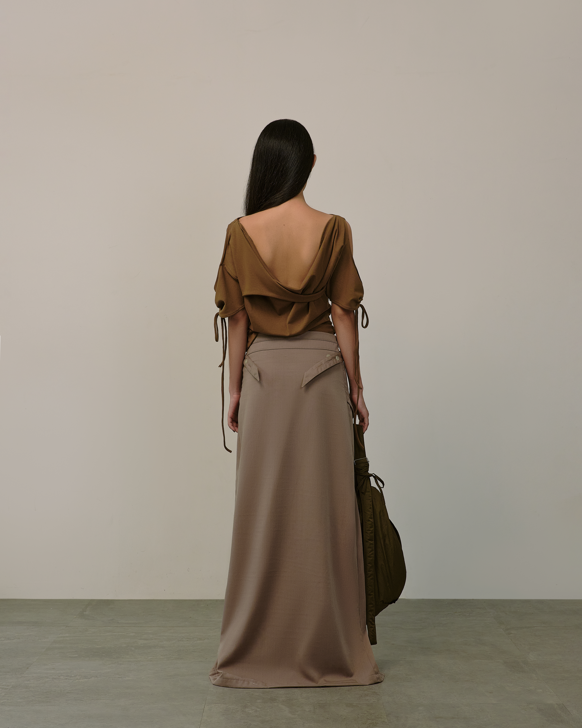 Button Split Skirt [Warm Grey]