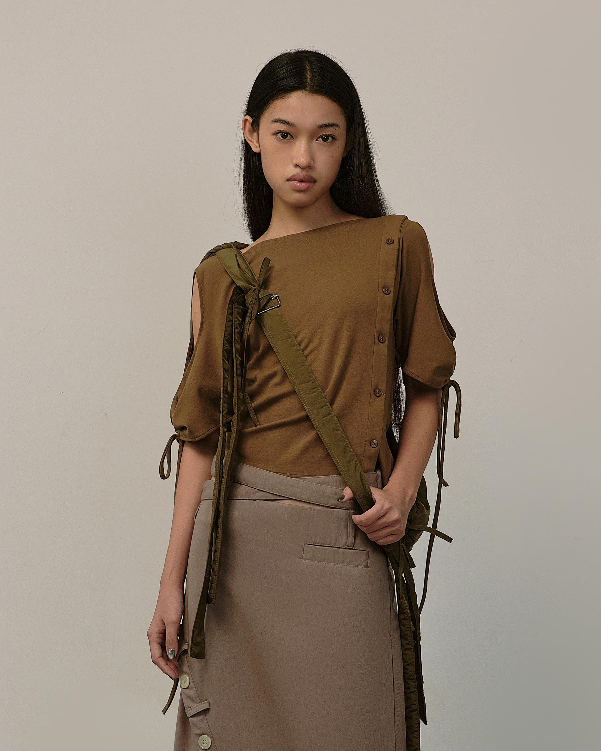 Cowl Back Top [Olive Brown]