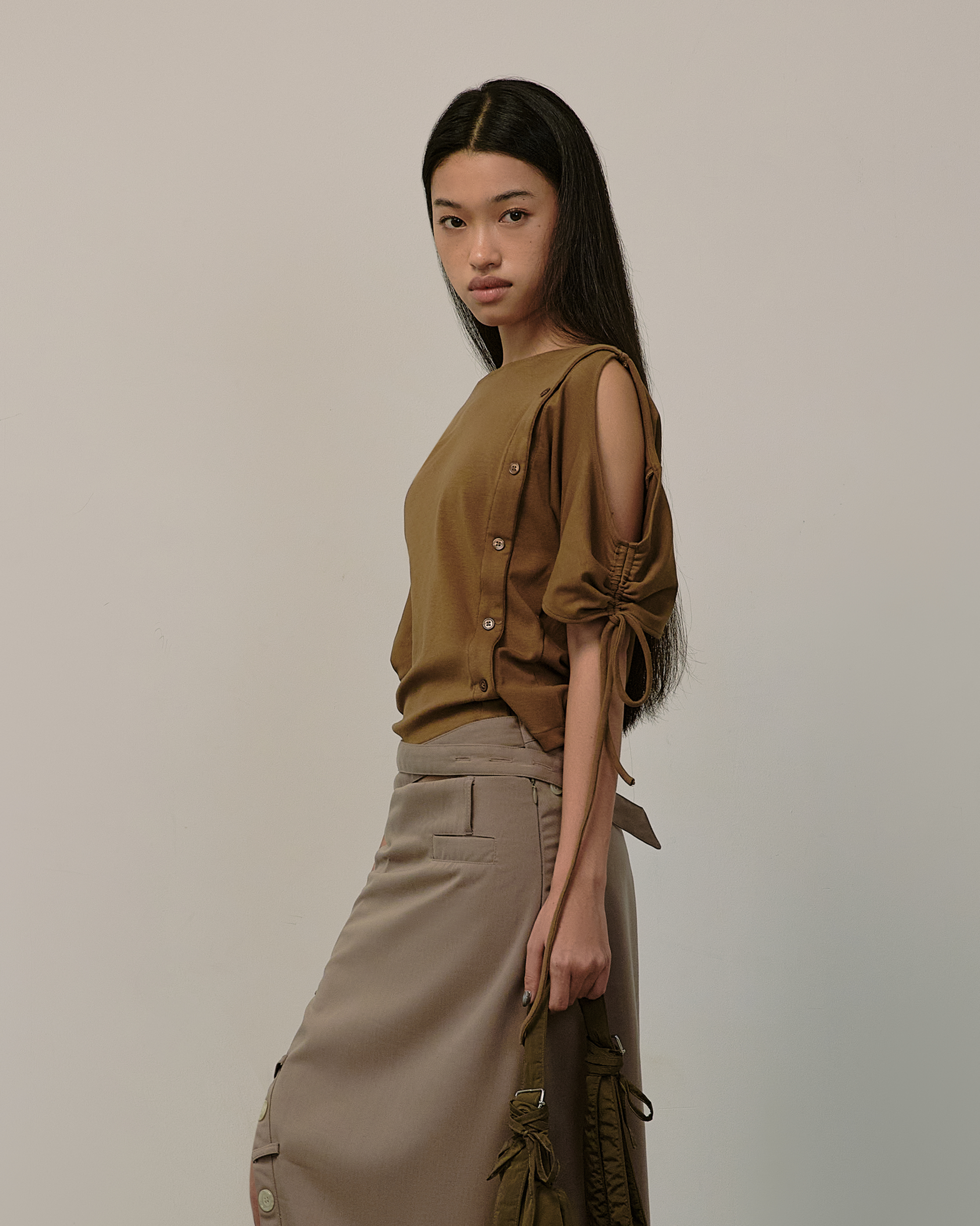 Cowl Back Top [Olive Brown]