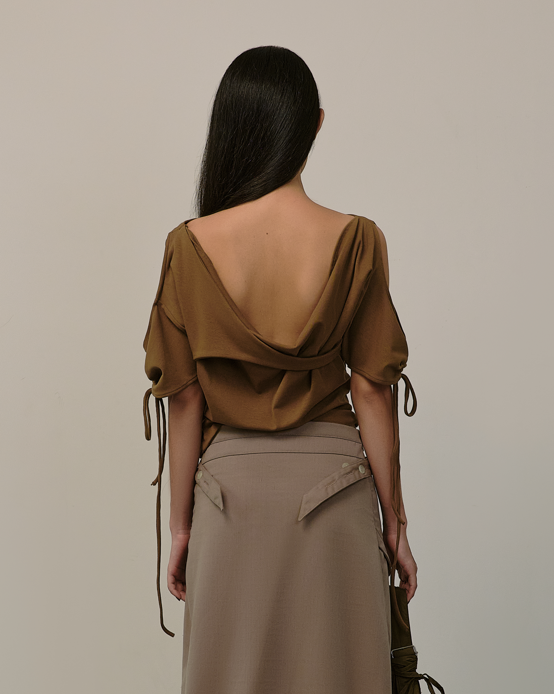 Cowl Back Top [Olive Brown]