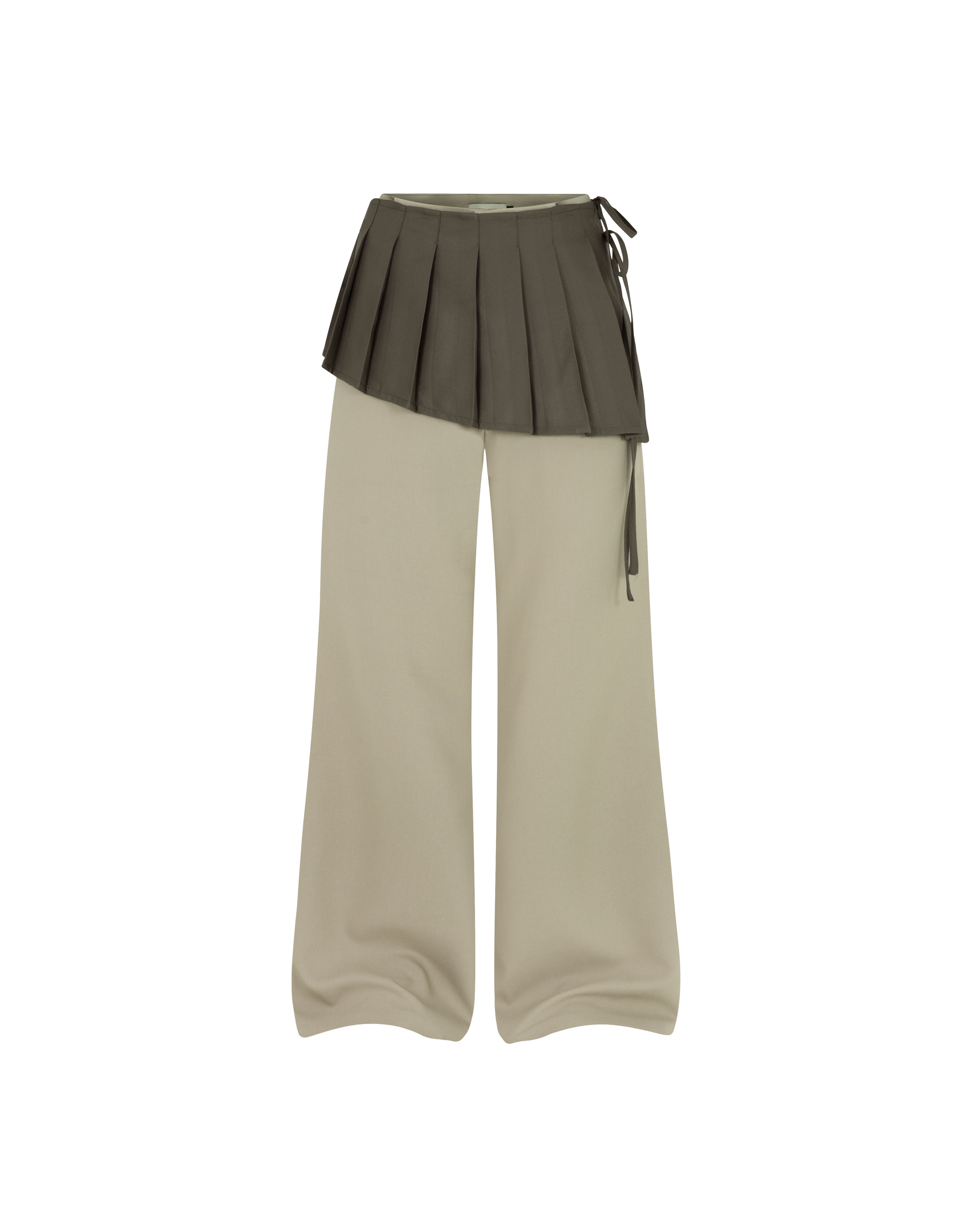 Pleated Skirt Pants [Grey+Beige]