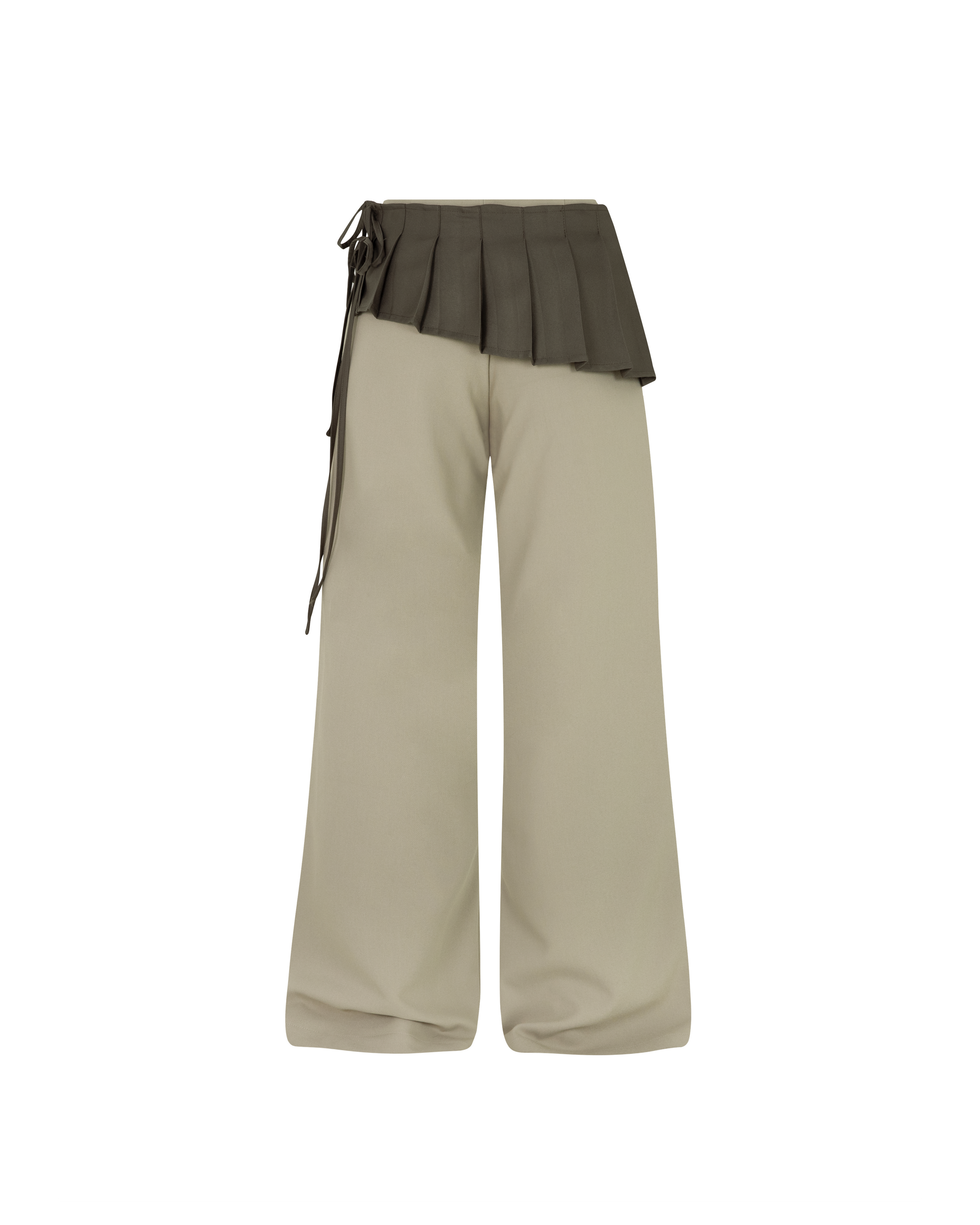 Pleated Skirt Pants [Grey+Beige]
