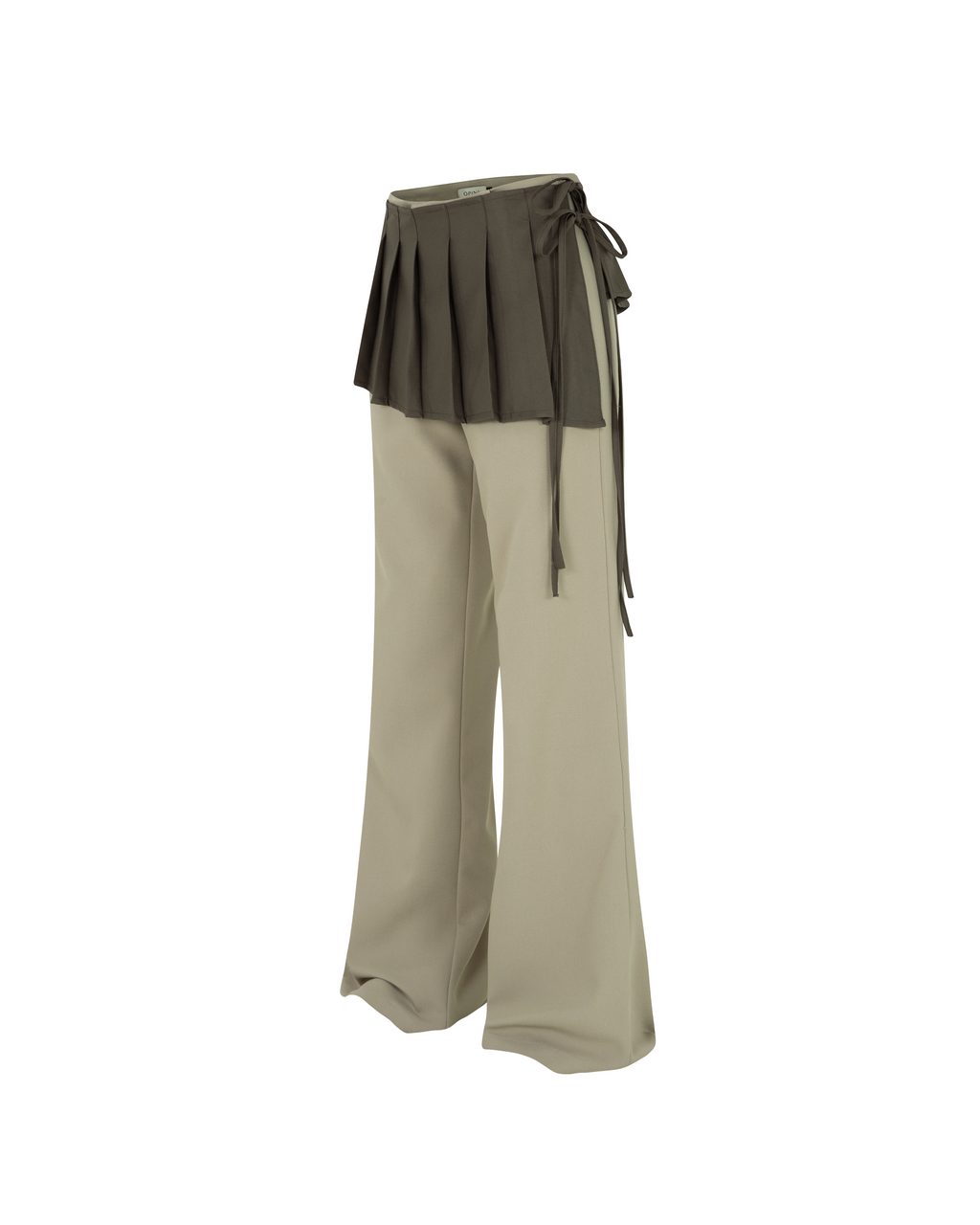 Pleated Skirt Pants [Grey+Beige]