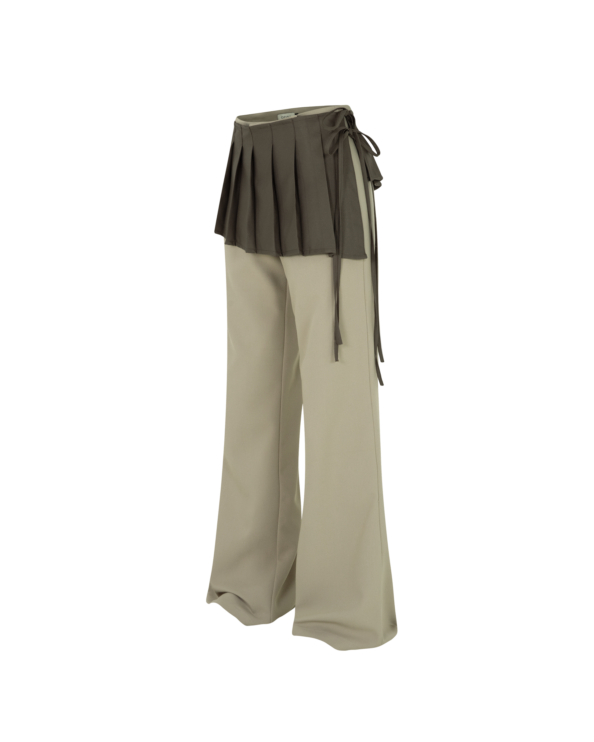 Pleated Skirt Pants [Grey+Beige]